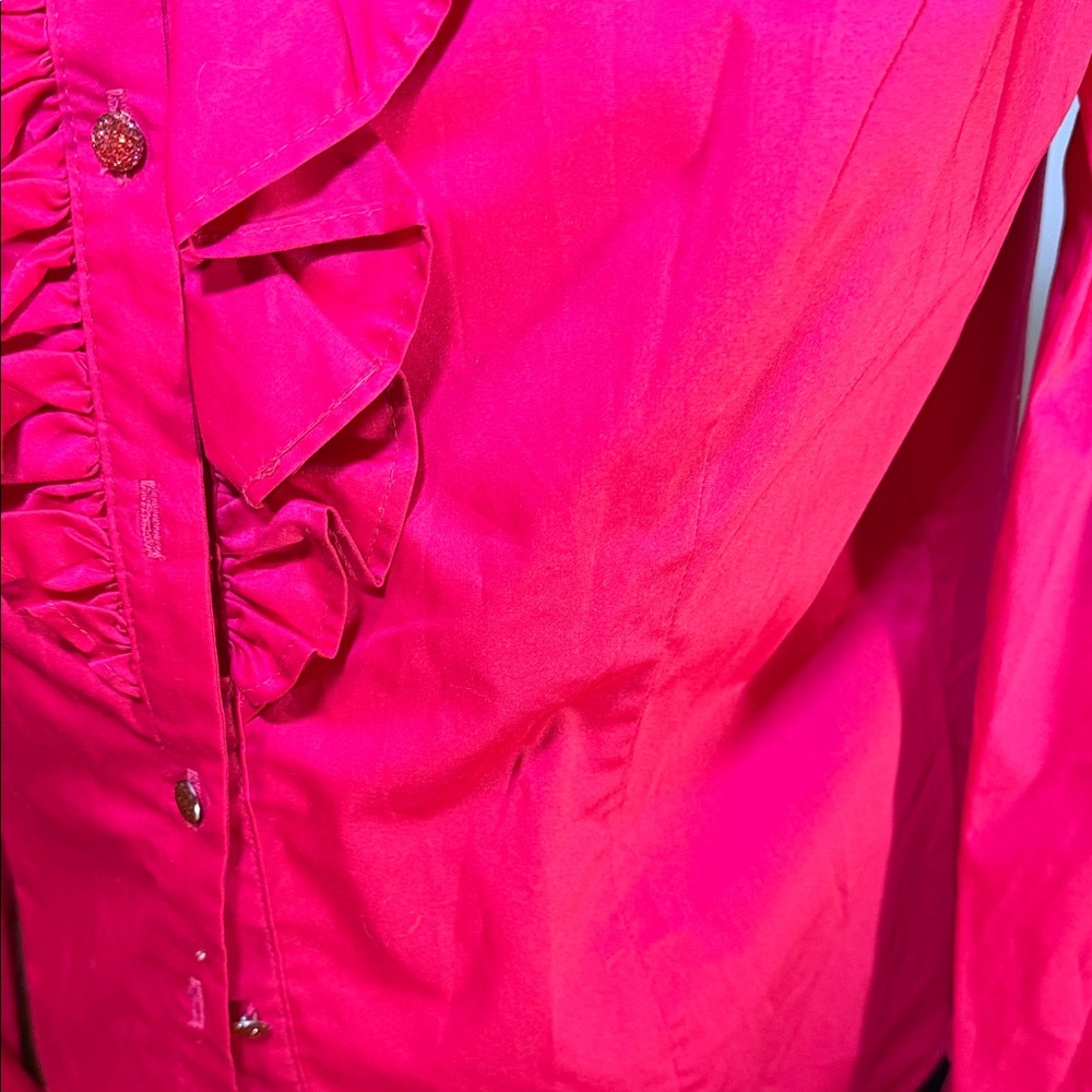 Women's Ruffled Pink Blouse - Picture 5 of 8